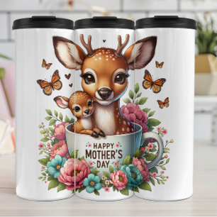 Deer Mum: Fawn, Flowers, Mother's Day Thermal Tumbler