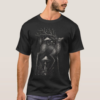 Deer Mushroom Folklore Creepy Goth Forest Alt Alte T-Shirt