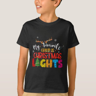 Deer My Favorite Color Is Christmas Lights Happy H T-Shirt