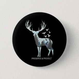 Deer - Natural Forest Animal - Preserve & Prot 6 Cm Round Badge