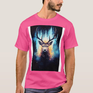 Deer Nature and Cosmos Galaxy T-Shirt