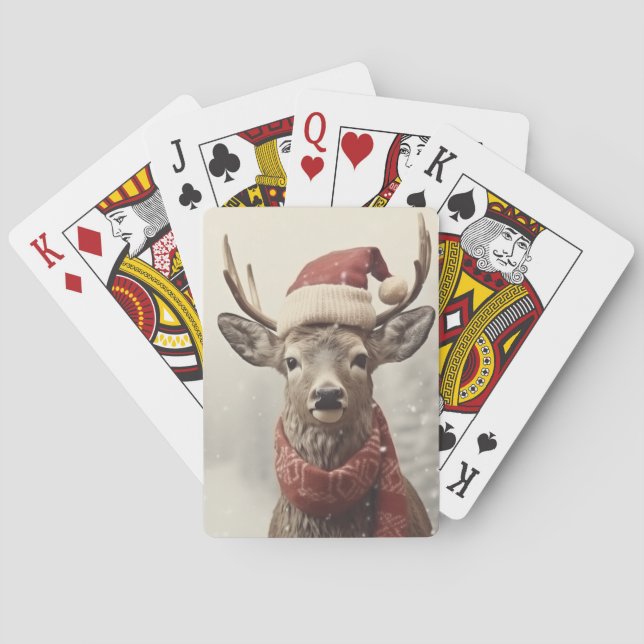 Deer Nature Animal Christmas Holiday Playing Cards (Back)
