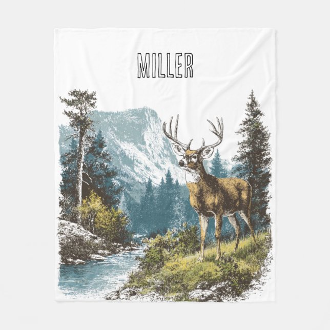 Deer Nature  Fleece Blanket (Front)