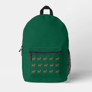 Deer Nordic Pattern Green   Printed Backpack