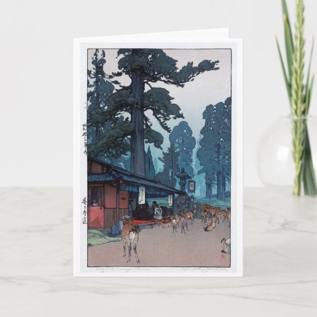 Deer of Kasuga Shrine, Hiroshi Yoshida Card (Front)