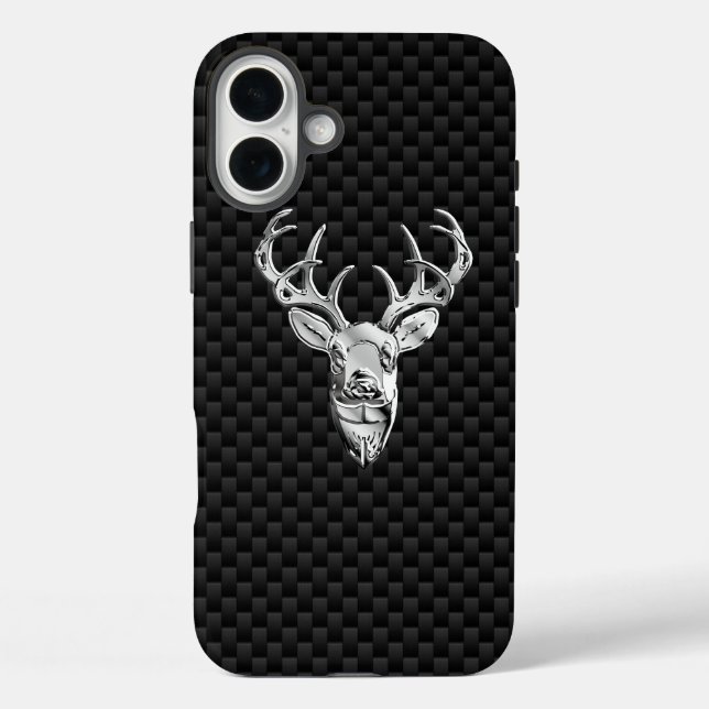 Deer on Carbon Fiber Style Print Case-Mate iPhone Case (Back)