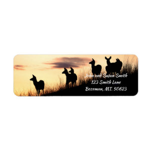 Deer on Hillside at Sunset Return Address Label