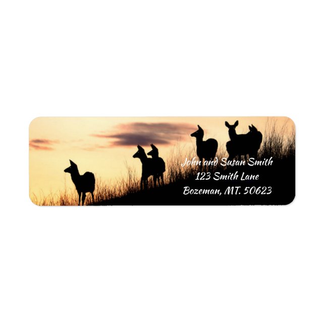 Deer on Hillside at Sunset Return Address Label (Front)