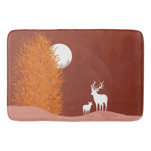 Deer on Moon Lit Hill Bath Mat