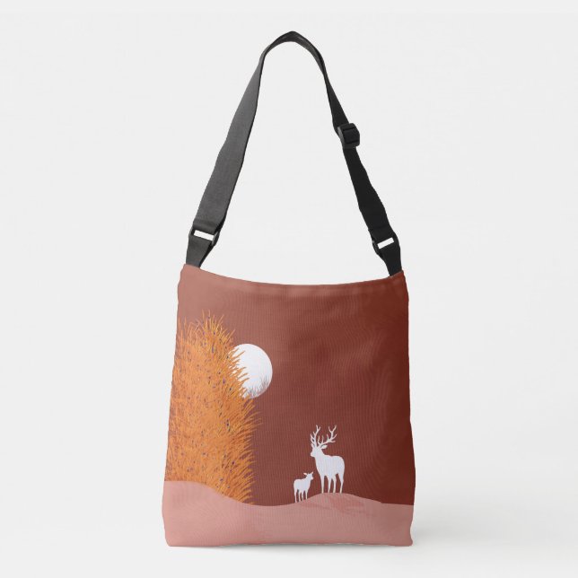 Deer on Moon Lit Hill  Crossbody Bag (Front)