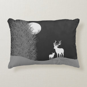 Deer on Moon Lit Hill Decorative Cushion