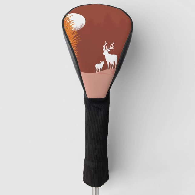 Deer on Moon Lit Hill  Golf Head Cover (Front)