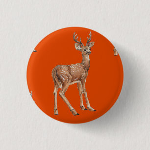 Deer on red 3 cm round badge