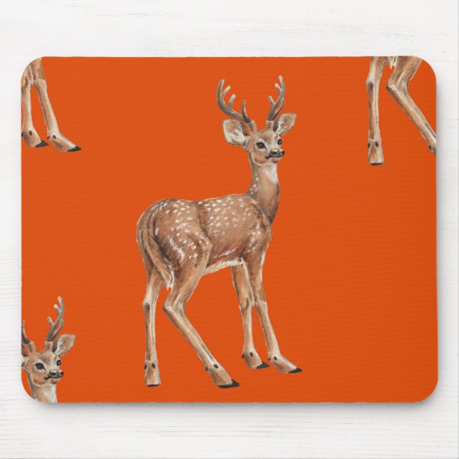 Deer on red mouse mat (Front)