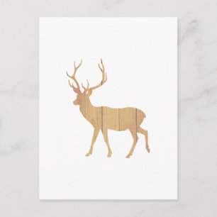 Deer on retro wooden background postcard