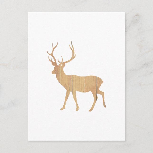 Deer on retro wooden background postcard (Front)