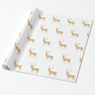Deer on retro wooden background wrapping paper