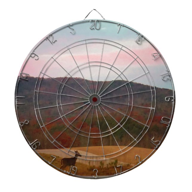 Deer on sunset golf course dartboard (Front)