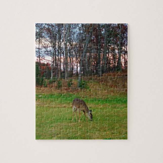 Deer on sunset golf course jigsaw puzzle (Vertical)