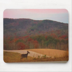 Deer on sunset golf course mouse mat