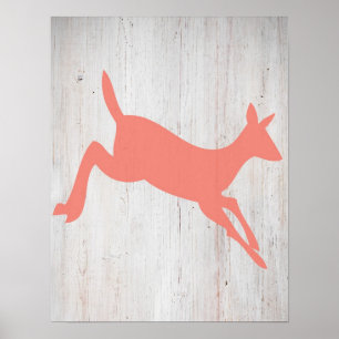 Deer on Wood Print