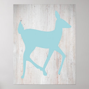 Deer on Wood Print