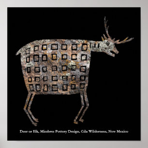 Deer or Elk, Mimbres Pottery Design Poster