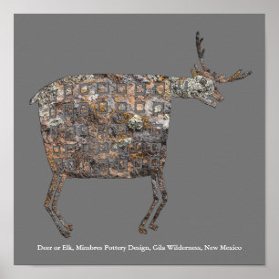 Deer or Elk, Mimbres Pottery Design Poster