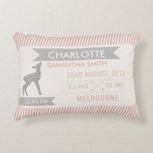 Deer or Faun Birth Announcement Cushion