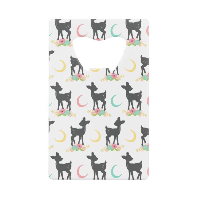 Deer Pattern, Baby Deer, Boho, Flowers, Moon (Front)