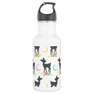 Deer Pattern, Baby Deer, Boho, Flowers, Moon 532 Ml Water Bottle