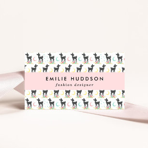 Deer Pattern, Baby Deer, Boho, Flowers, Moon Business Card