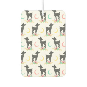 Deer Pattern, Baby Deer, Boho, Flowers, Moon Car Air Freshener