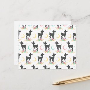 Deer Pattern, Baby Deer, Boho, Flowers, Moon Postcard