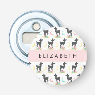 Deer Pattern, Baby Deer, Boho, Flowers, Your Name Bottle Opener