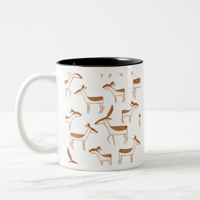 Deer Pattern Design Animal Cute Two-Tone Coffee Mug (Left)