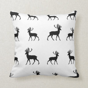 Deer pattern in Black and White Cushion