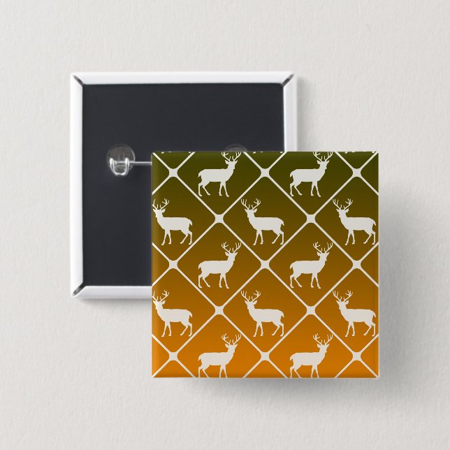 Deer pattern on gradient background 15 cm square badge (Front & Back)