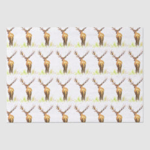 Deer Pattern Watercolor Rustic Christmas Brown Tissue Paper