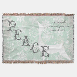 Deer Peace and Good Will Christmas Holiday Throw