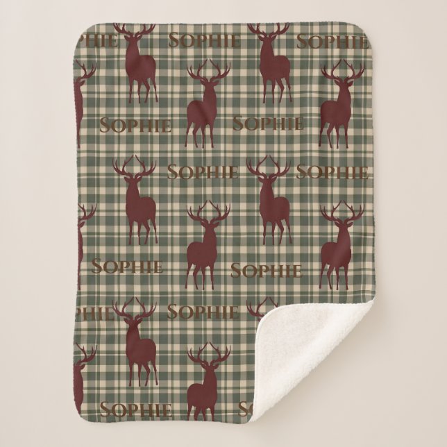 Deer Personalised Sherpa Blanket (Front)