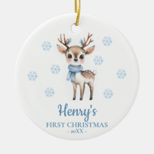Deer Personalized Baby's First Christmas Ceramic Tree Decoration
