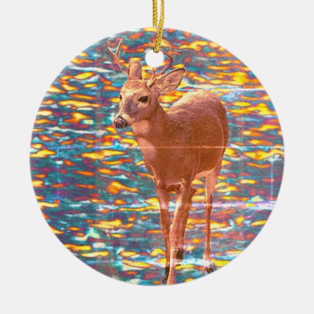 Deer Photo Christmas Ornament (Front)