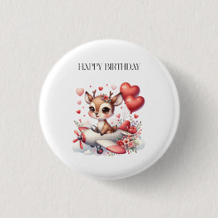 Deer Pilot Birthday 3 Cm Round Badge