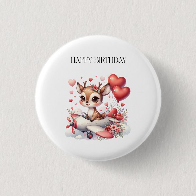 Deer Pilot Birthday 3 Cm Round Badge (Front)