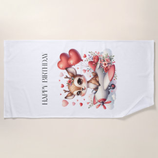 Deer Pilot Birthday Beach Towel