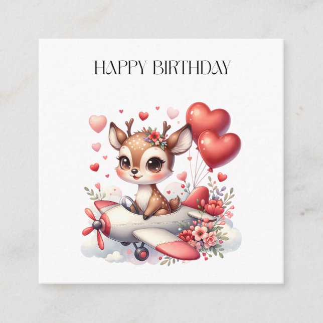 Deer Pilot Birthday Enclosure Card (Front)