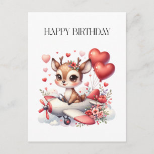 Deer Pilot Birthday Invitation Postcard