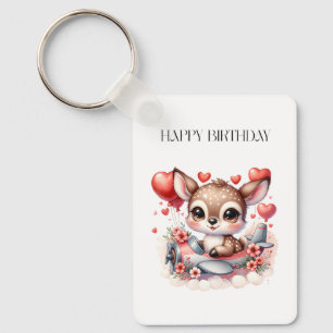 Deer Pilot Birthday Key Ring