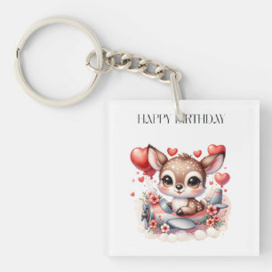 Deer Pilot Birthday Key Ring